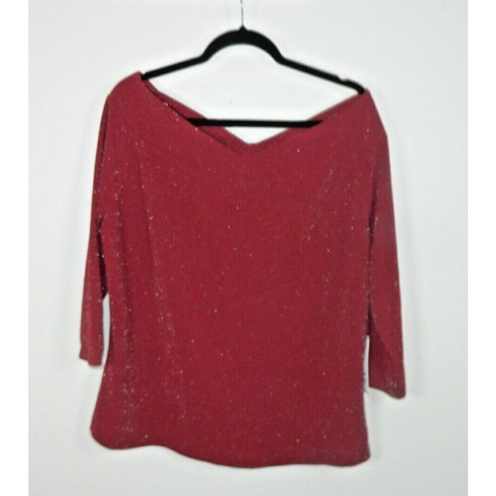 Unique Vintage Blouse Plus Size 3XL Red Shimmer Formal Holiday‎